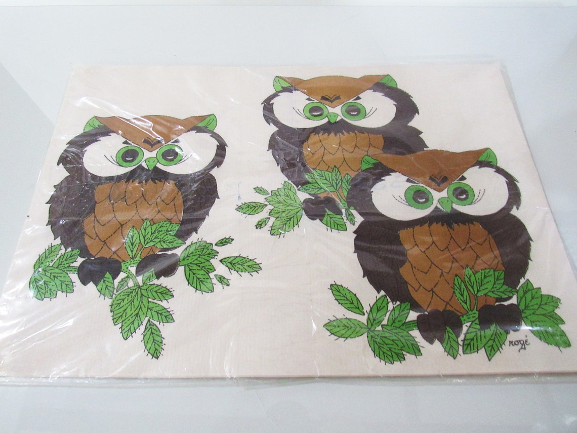 Owl Placemats SEALED 16 Paper Placemats by Monogram San Etsy