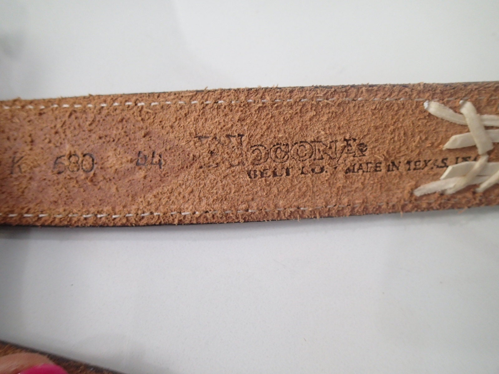 Wide Leather Belt Tooled Size 44 Cowboy Rawhide Stitching | Etsy
