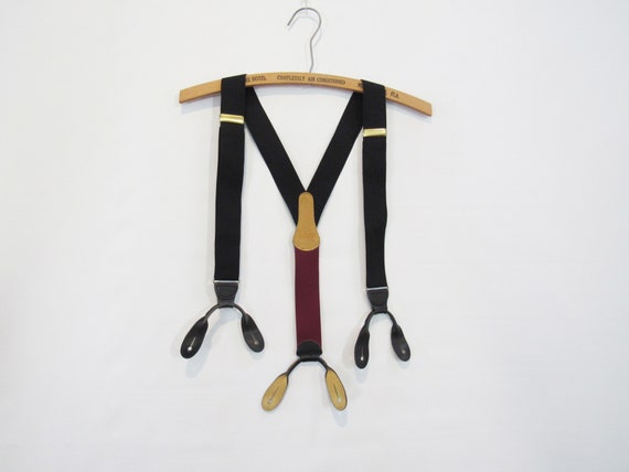 Coach Black Suspenders - Leather Buttonholes - Ele