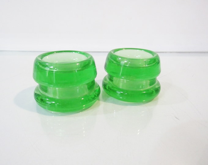Hazel Atlas Green Depression Glass Furniture Coasters Set of 4 Vaseline