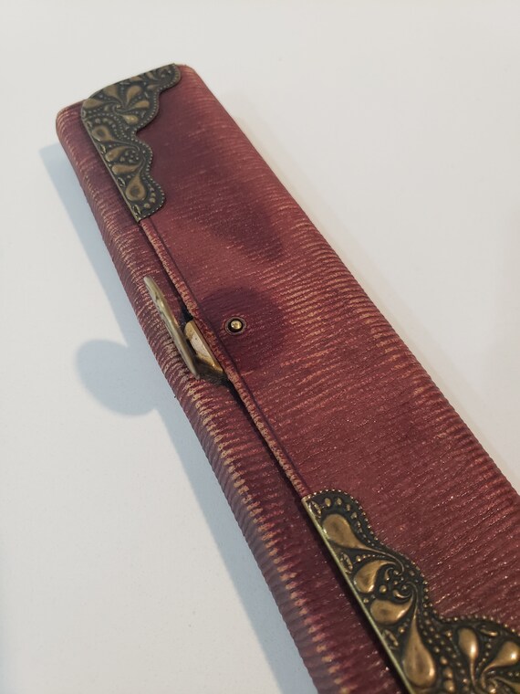 Victorian Leather Clutch w/ Decorative Metal Acce… - image 4