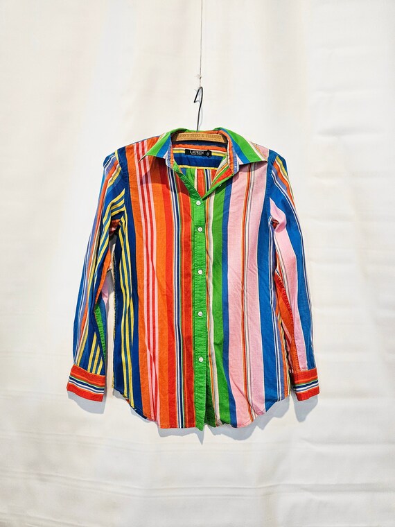 Ralph Lauren Rainbow Striped Blouse Small Petite -