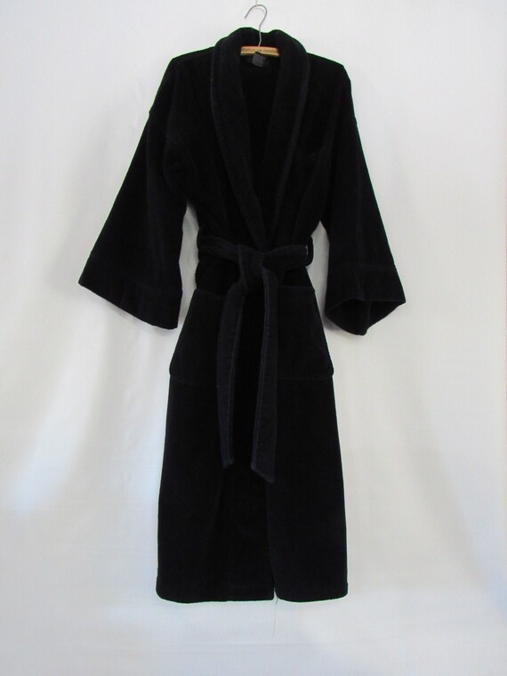 Black Terry Cloth Cotton Robe IZOD - One Size - Ve