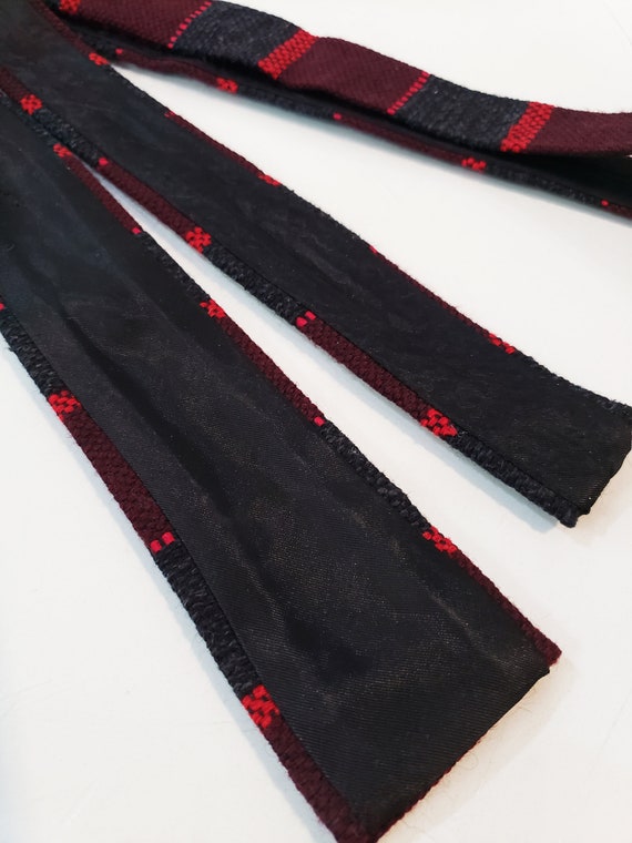 Burgundy Red Gray Wool Skinny Tie - Mid Century M… - image 3