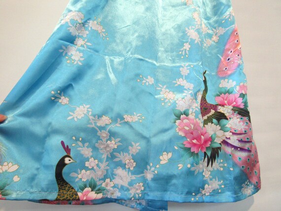 Blue Kimono Robe Peacock - Asian Robe Floral Larg… - image 7