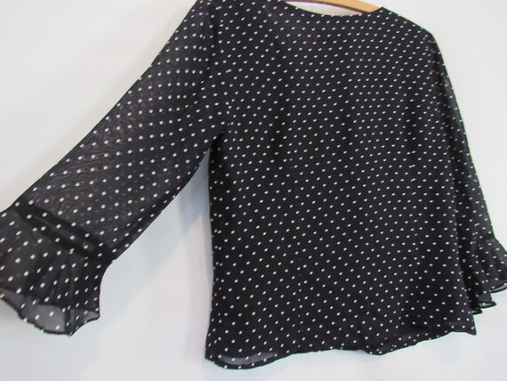 Ralph Lauren Black White Polka Dot Blouse Small -… - image 7