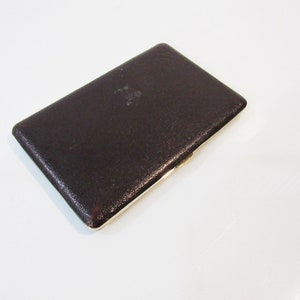 Brown Leather Cigarette Case - Gold Metal cigarette case - ENGLAND