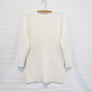 White Angora Cable Knit Tunic Sweater Medium Large -  Soft like a bunny!