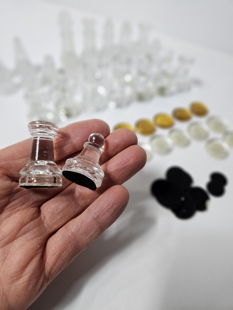 Mini Glass Chess Set Clear & Frosted, Tall King 2.25”, Incomplete ...