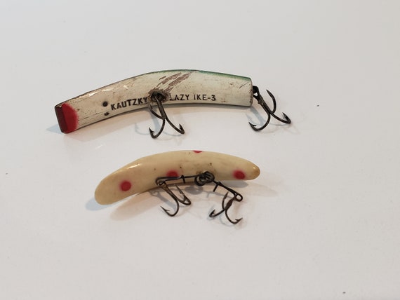 Lot of Vintage Lures Kautzky Lazy Ike 3 Flatfish Lure F6 Wooden Special 4  Included -  Denmark