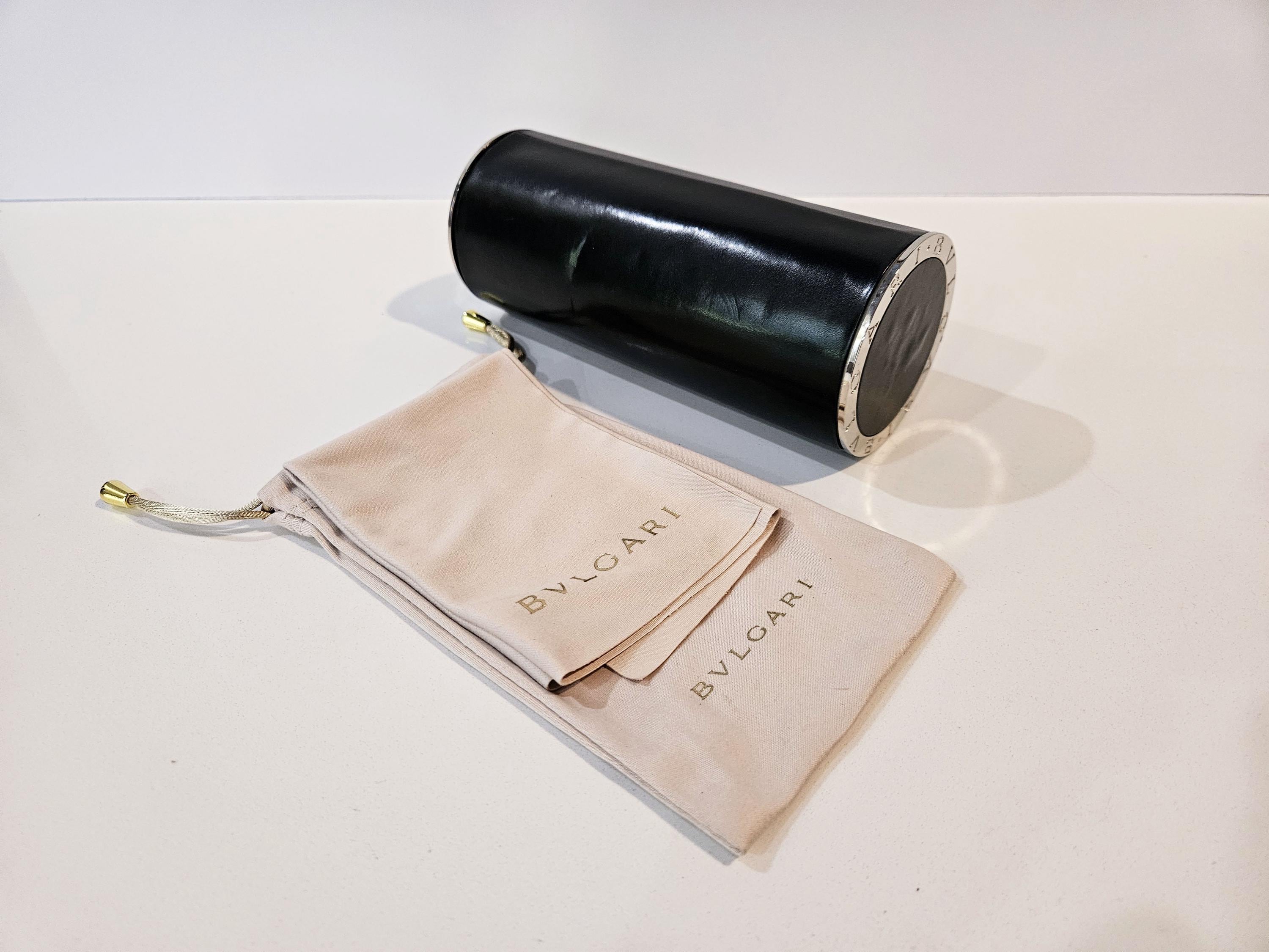 Bulgari Bvlgari Black Cylinder Hardcase Eyeglasses Clutch Case Bvlgari Black Eyeglass Hard Cases for sale | eBay main image 3
