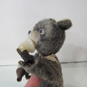 Automaton Drinking Bear Toy - &quot;Picnic Bear&quot; Tin Toy Battery Operated - Alps Made in JAPAN