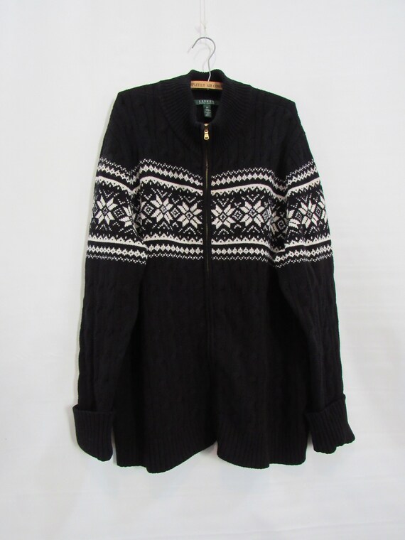 Ralph Lauren Black Snowflake Cardigan 3X - Black C