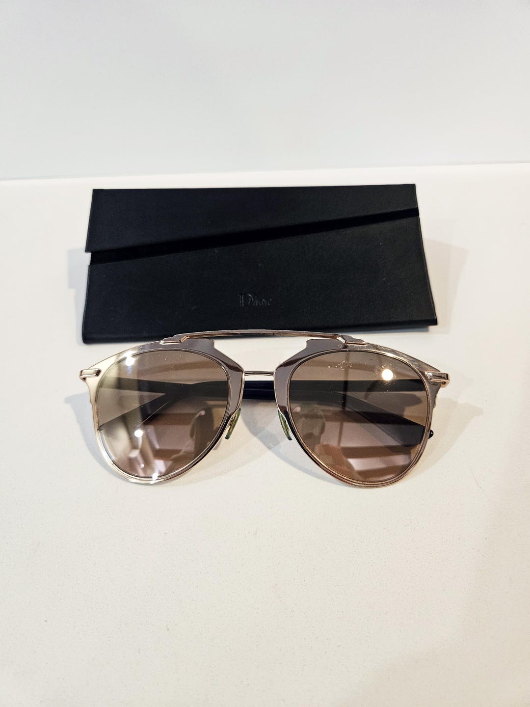 Christian Dior Reflective Aviator sunglasses Christian Dior Silver Tone Metal Reflective Aviator  main image 4
