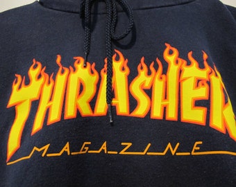 THRASHER Magazine Hoodie - S - Skateboard Skater Sweatshirt Blau