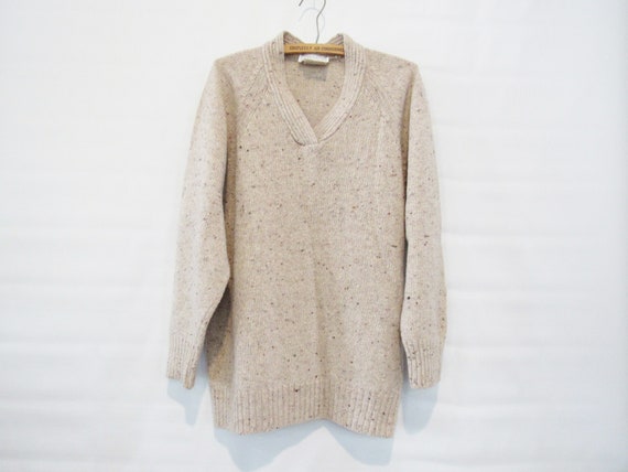 Loose Beige Wool Sweater Medium - Saks Fifth Avenu