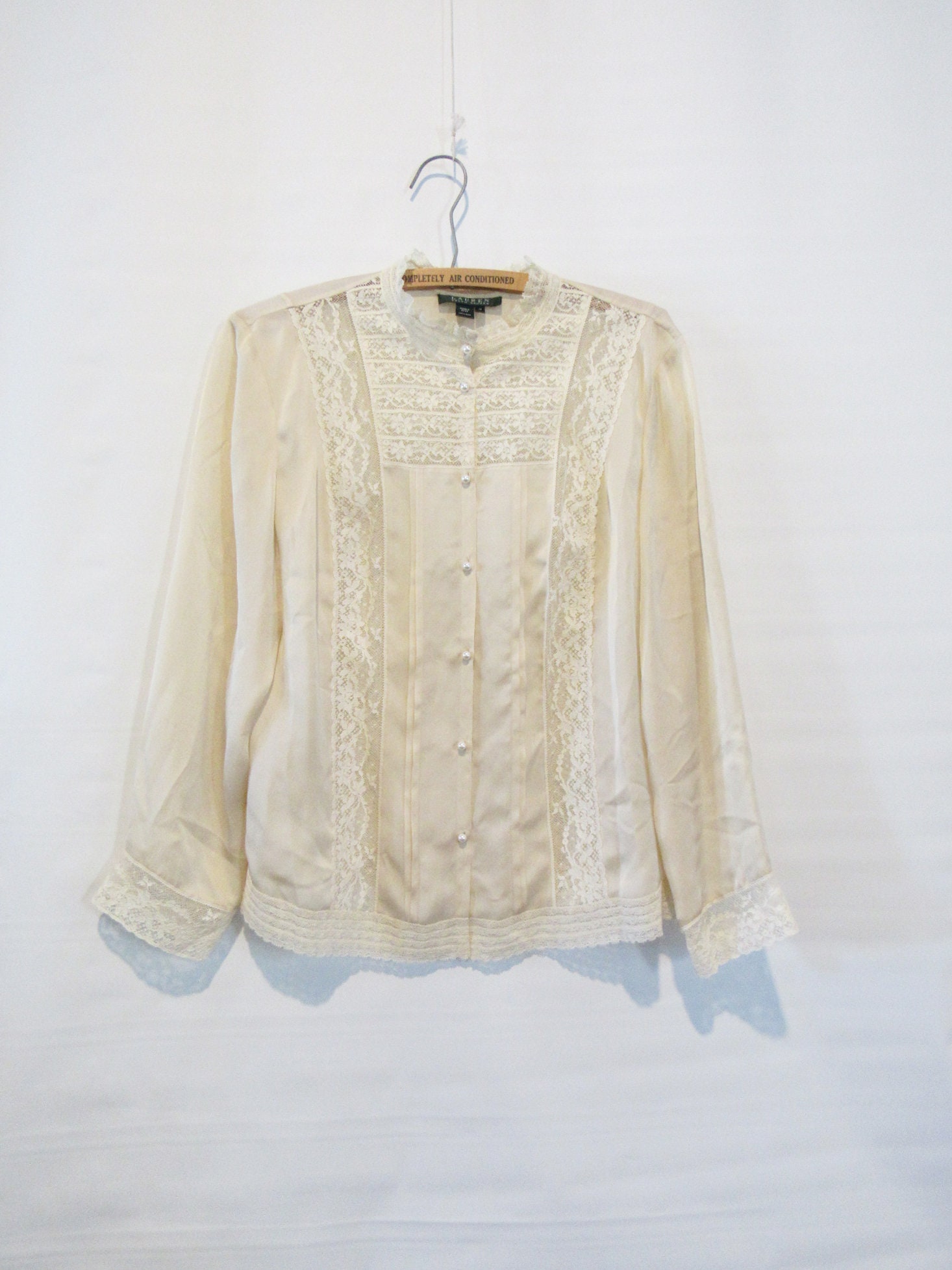 Ralph Lauren Silk Blouse Medium Large Ivory Lace Peasant Silk Blouse Exquisite Etsy
