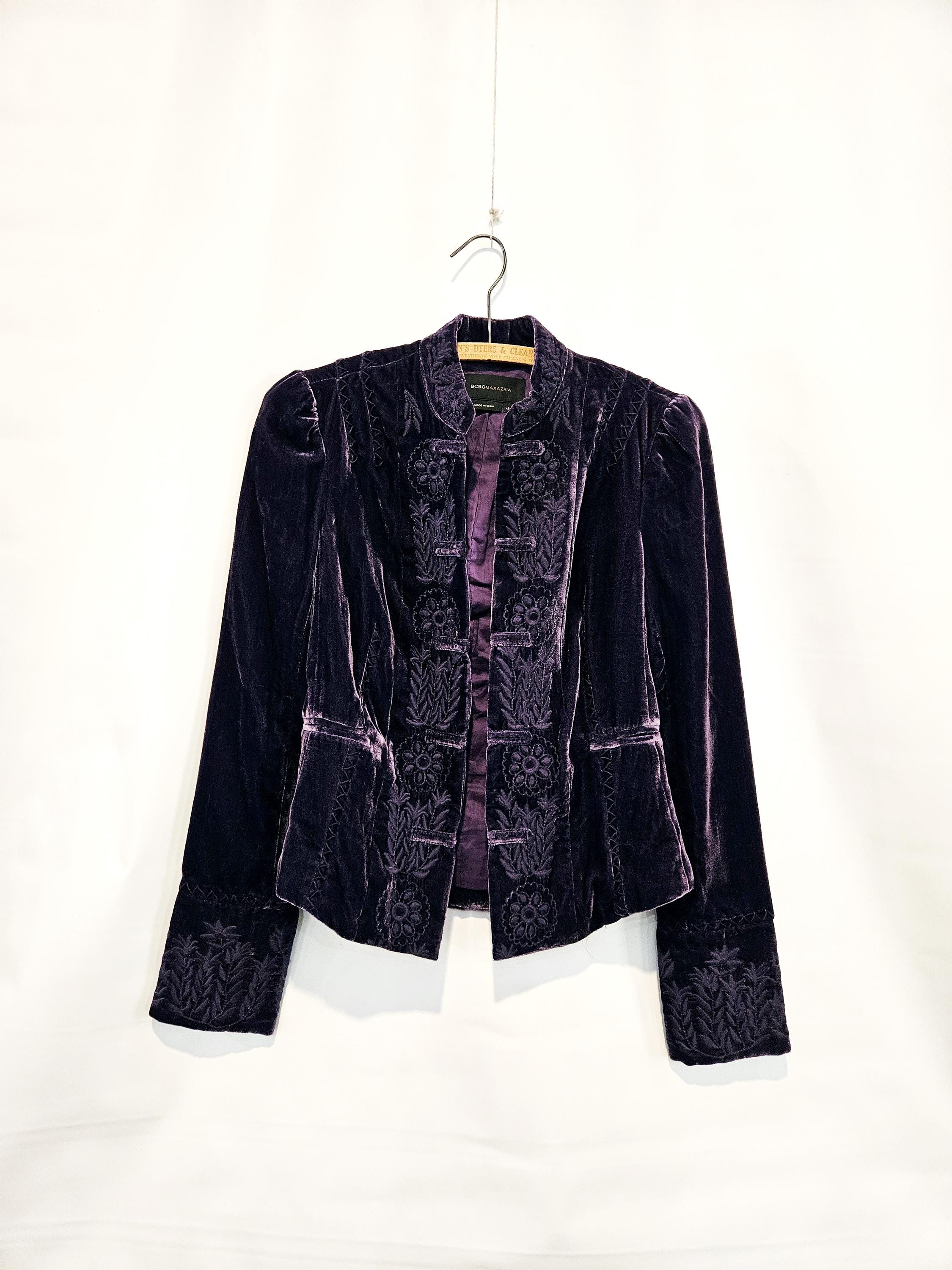 BCBG Maxazria Purple Velvet Jacket XS - Cropped Jacket W