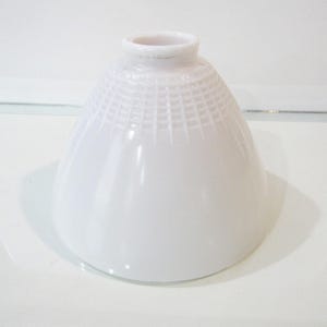 Mid Century Milk Glass Torchiere Shade - White Textured Glass Lamp Diffuser Replacement 8x6x2