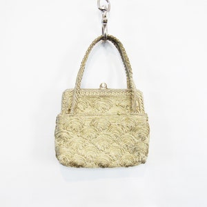 Mid Century Gold Lamé Evening Bag Gold Top Handle Formal Handbag Lots of pockets image 1