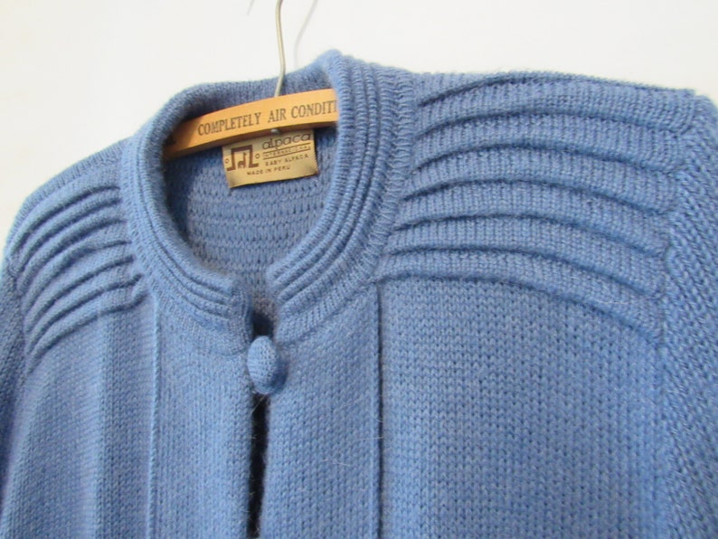 Baby Alpaca Blue Cardigan XL Soft and very warm! Made in Peru Cozy