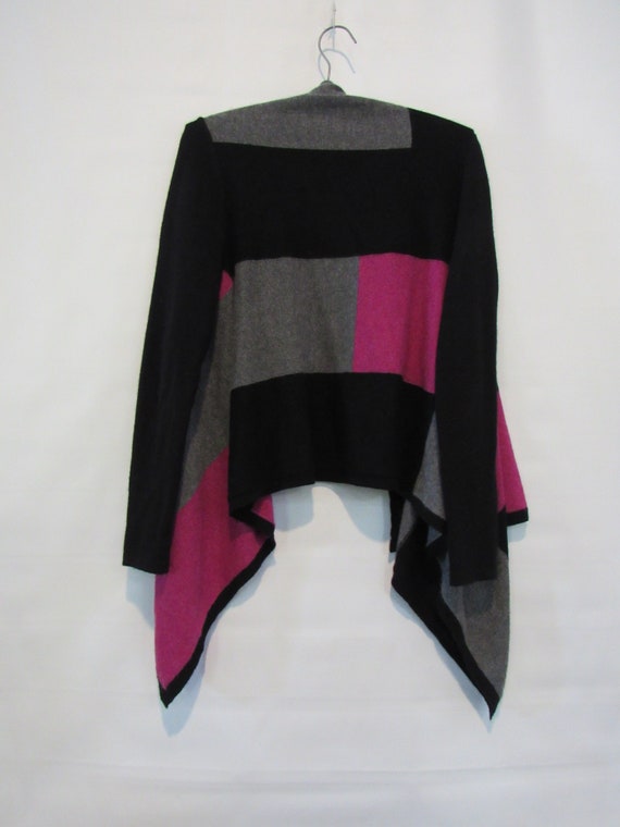 Pink Cashmere Cardigan Small - Black Gray Cashmer… - image 5