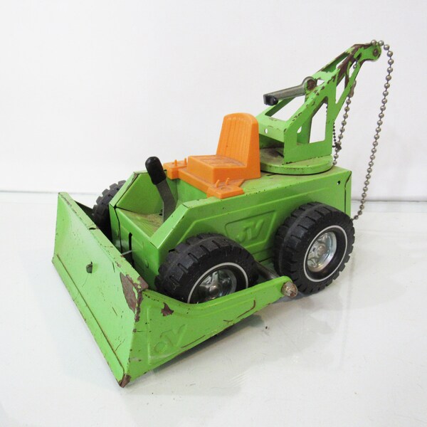 Nylint Wrecker Plow Tow Tractor - 1970s Green Nylint Truck Toy