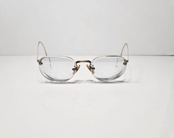 Antieke 12K gold filled halfrandloze bril Bausch & Lomb USA - Edwardiaanse monturen