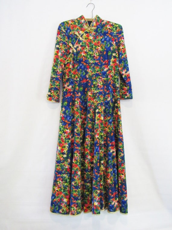 Watercolor Asian Floral Dress Medium Large - Mid