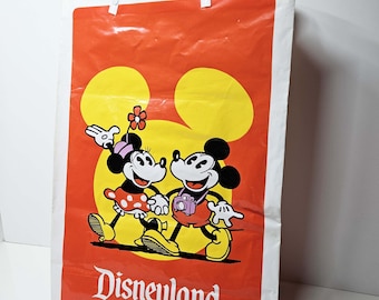 Bolsa de compras vintage de plástico de Disneyland – Fabricada en Japón – Asas con ojales metálicos – Artículos publicitarios de Disney – Tamaño grande
