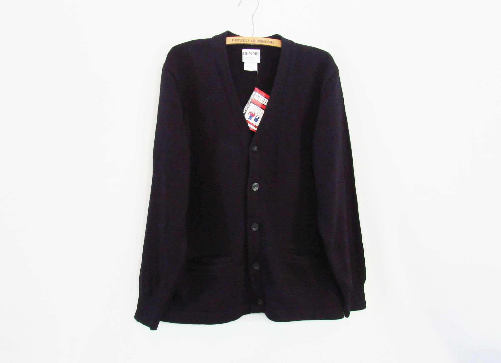 Buy Black Cardigan Sweater W/ Pockets Medium Large Dennis Online