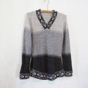 Alpaca Gray Striped Sweater Small - VERY Cozy, and Warm - Incredible handmade sweater!