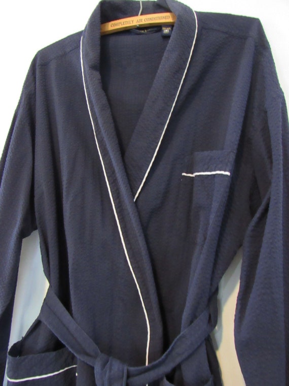 Navy Blue Cotton Robe One Size - Club House Macys… - image 6