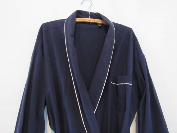 Navy Blue Cotton Robe One Size - Club House Macys… - image 2