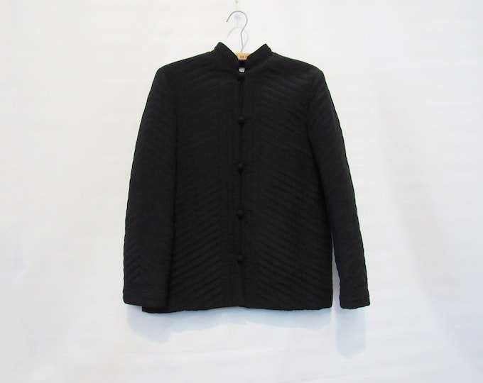 Black Silk Asian Jacket Small Quilted Coat I.magnin Etsy