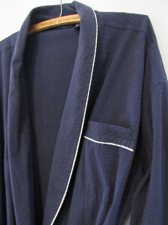 Navy Blue Cotton Robe One Size - Club House Macys… - image 4