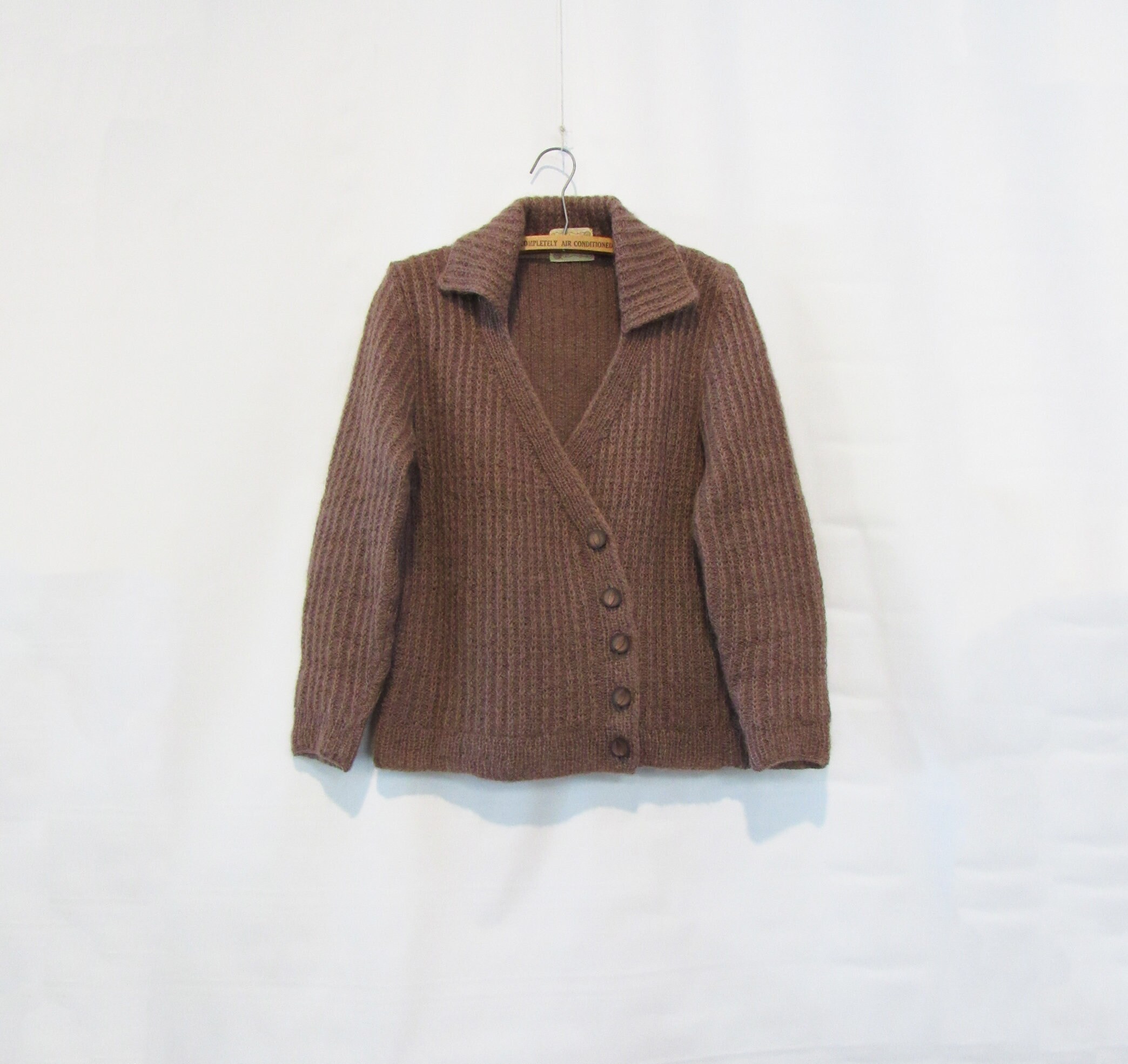 Vintage Brown Mohair Cardigan - Etsy