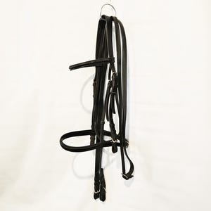KL Select Warmblood Bridle - Black Dressage English Bridle w/ Buckle end  Reins & Simple Noseband