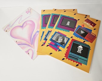 1980s Mead Super Shots Photo Portfolios Lot — Retro TV Graphics + Pretty n Pink Heart Folder
