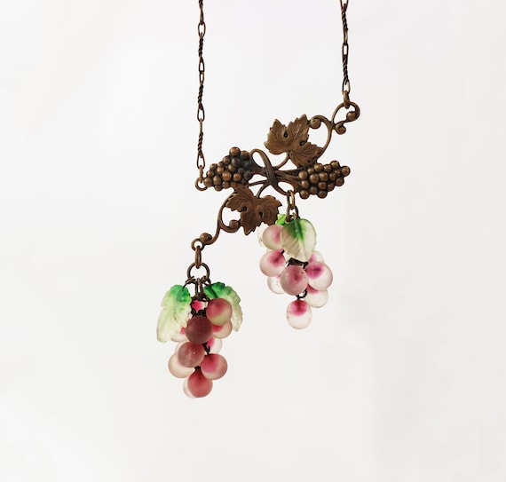 Art Nouveau Glass Grapes - Pididdly Links NY - In… - image 1