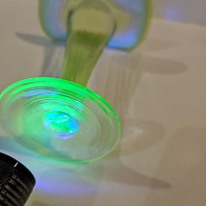Uranium Glass Bud Vase - Jack in the Pulpit - Very bright!