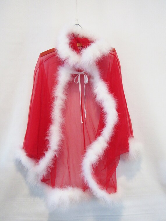 Sexy Red Robe - Sheer Red Lingerie - White Feather