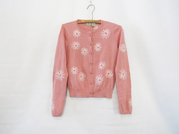 Pink Daisy Cardigan Small Pale Pink 
