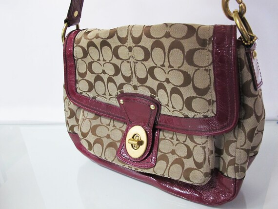 coach burgundy patent leather bag