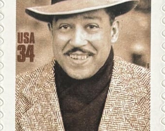 Langston Hughes, author and poet.  Black Heritage Series. Block of 4.