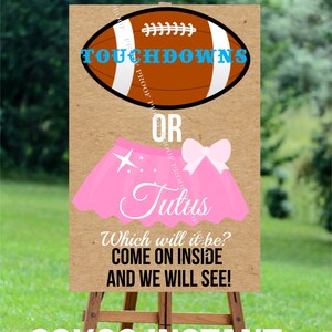 Touchdowns or Tutus Gender Reveal Sign: 20x30 (Digital Download)