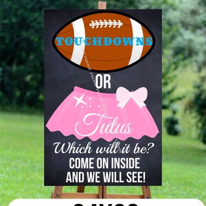 Touchdowns or Tutus Gender Reveal Sign: 24x36 Digital Download