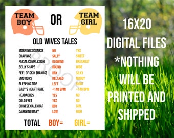 Old Wives Tales Gender Reveal Game Sign (16x20 Digital Files)