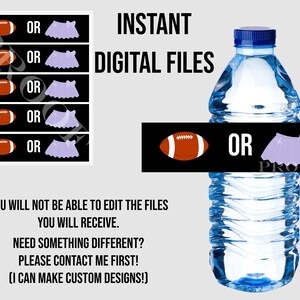 INSTANT DOWNLOAD Water bottle label Gender reveal party, boy or girl, touchdowns or tutus, decor, water bottle, what will it be