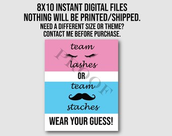 Stashes or Lashes Gender Reveal Sign: 8x10 Party Decor (Digital Download)